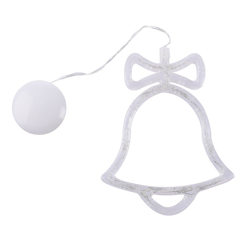 HKM-406291 Battery-Powered Holiday LED Suction Cup Chandelier Lights - Christmas Snowman, Elk, and Star Designs for Window Decor