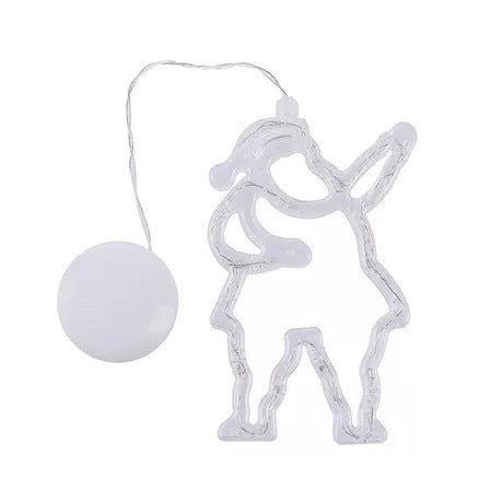 HKM-406291 Battery-Powered Holiday LED Suction Cup Chandelier Lights - Christmas Snowman, Elk, and Star Designs for Window Decor