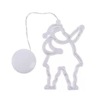 HKM-406291 Battery-Powered Holiday LED Suction Cup Chandelier Lights - Christmas Snowman, Elk, and Star Designs for Window Decor