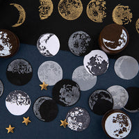 HKM-406355 Moon Phase Wooden Stamp Seal - 25mm Log and Rubber Material, Ideal for Oily Ink Pads
