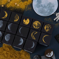 HKM-406355 Moon Phase Wooden Stamp Seal - 25mm Log and Rubber Material, Ideal for Oily Ink Pads