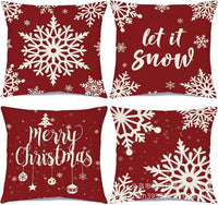 HKM-406483 Winter Holiday Eucalyptus Throw Pillow Covers Set of 4, 18x18 Inch Soft Polyester Cushion Cases for Home Decor