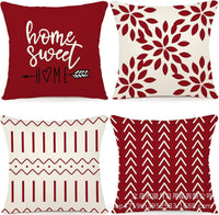 HKM-406483 Winter Holiday Eucalyptus Throw Pillow Covers Set of 4, 18x18 Inch Soft Polyester Cushion Cases for Home Decor
