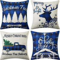 HKM-406483 Winter Holiday Eucalyptus Throw Pillow Covers Set of 4, 18x18 Inch Soft Polyester Cushion Cases for Home Decor