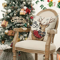 HKM-406483 Winter Holiday Eucalyptus Throw Pillow Covers Set of 4, 18x18 Inch Soft Polyester Cushion Cases for Home Decor