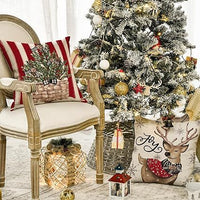 HKM-406483 Winter Holiday Eucalyptus Throw Pillow Covers Set of 4, 18x18 Inch Soft Polyester Cushion Cases for Home Decor
