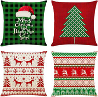 HKM-406483 Winter Holiday Eucalyptus Throw Pillow Covers Set of 4, 18x18 Inch Soft Polyester Cushion Cases for Home Decor
