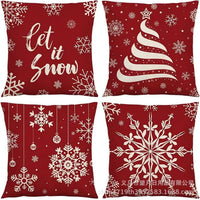 HKM-406483 Winter Holiday Eucalyptus Throw Pillow Covers Set of 4, 18x18 Inch Soft Polyester Cushion Cases for Home Decor