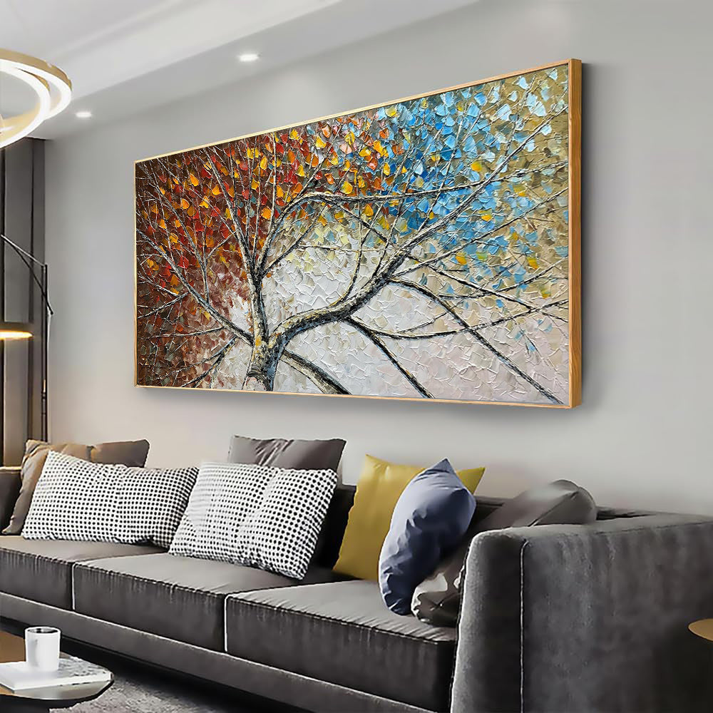 HKM-406611 Handpainted Landscape Oil Painting on Canvas - Modern Abstract Artwork for Home Decor