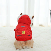 HKM-406675 Military Style Padded Dog Coat - Warm Winter Pet Clothing in Red and Green
