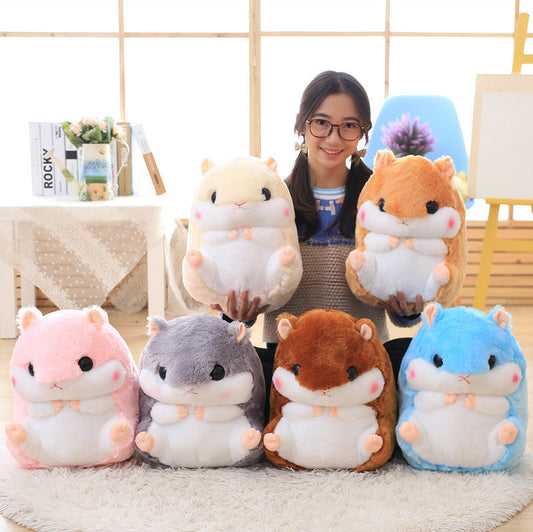 HKM-406803 Hamster Plush Pillow Blanket - Dual-Use Car Cushion and Cozy Coral Fleece Blanket