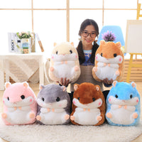 HKM-406803 Hamster Plush Pillow Blanket - Dual-Use Car Cushion and Cozy Coral Fleece Blanket