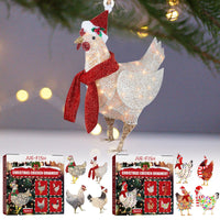 HKM-406803 Wooden Scarf Chicken Decorative Ornaments with Rope - 4 Pack для Home Holiday and Christmas Tree