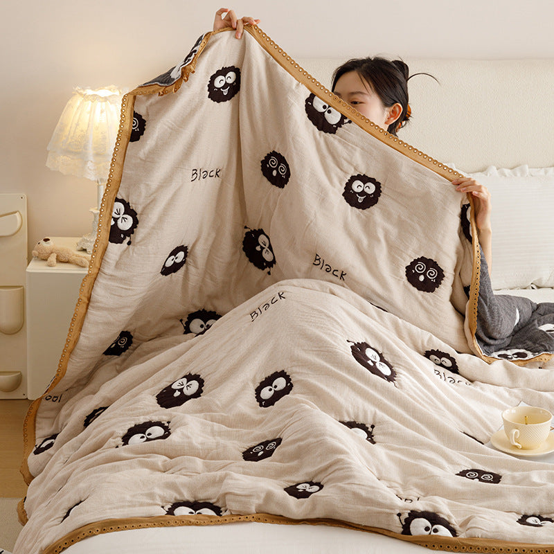 HKM-406995 Cartoon Cloud Double-Layer Cotton Gauze Quilt, Soft and Lightweight, Multiple Sizes Available