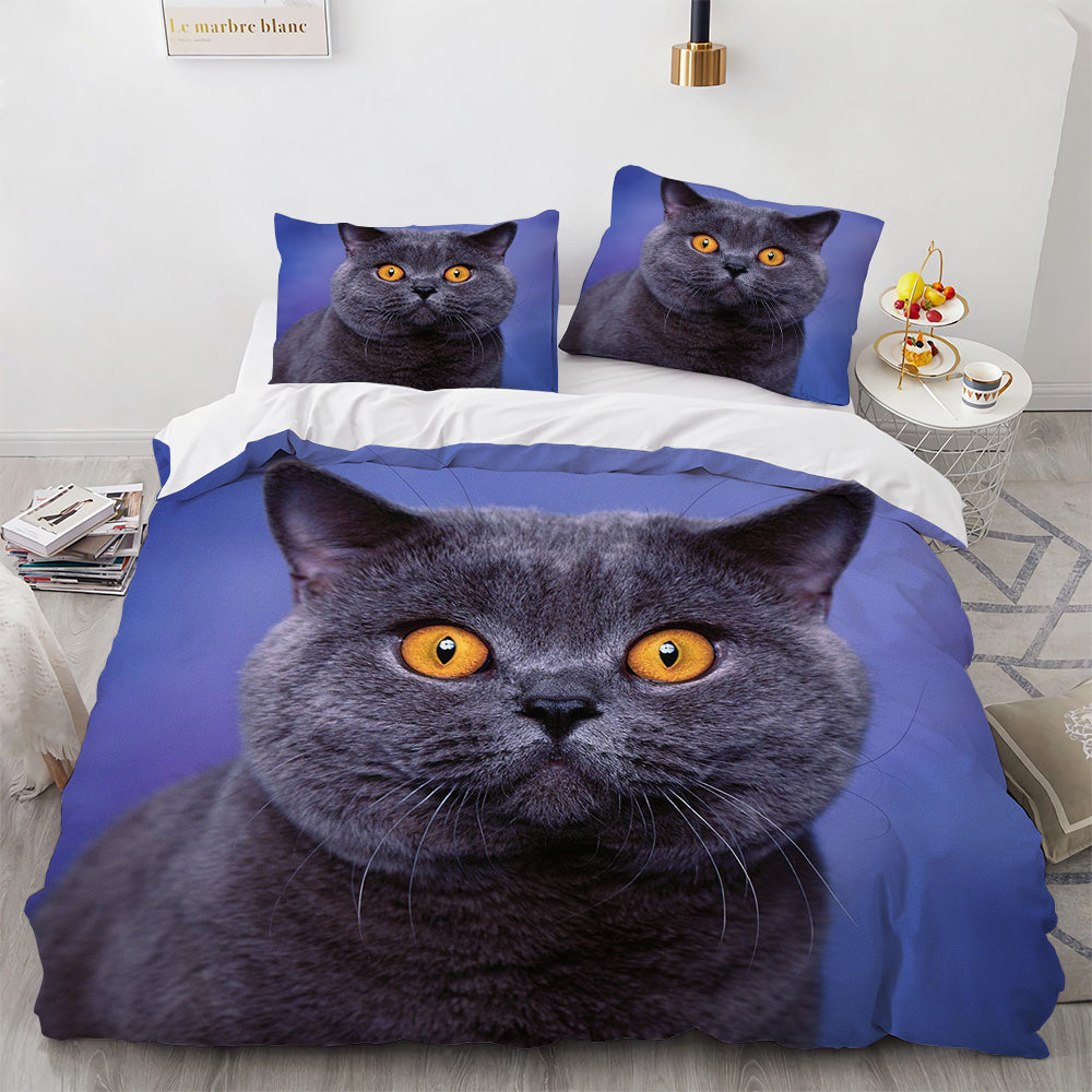 HKM-406995 Cute White Cat Bedding Set for Girls - Duvet Cover, Available in Multiple Sizes