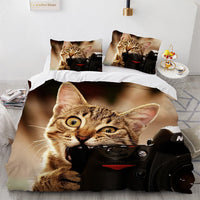HKM-406995 Cute White Cat Bedding Set for Girls - Duvet Cover, Available in Multiple Sizes
