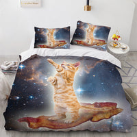 HKM-406995 Cute White Cat Bedding Set for Girls - Duvet Cover, Available in Multiple Sizes