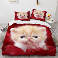 HKM-406995 Cute White Cat Bedding Set for Girls - Duvet Cover, Available in Multiple Sizes