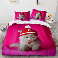 HKM-406995 Cute White Cat Bedding Set for Girls - Duvet Cover, Available in Multiple Sizes