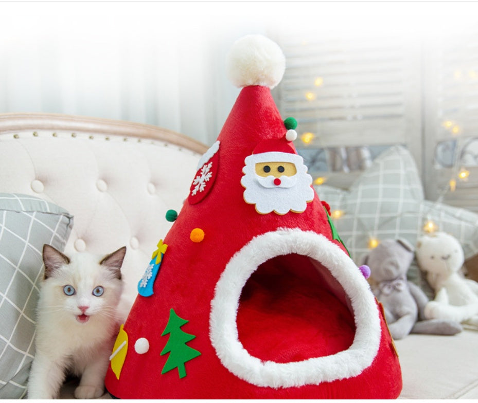 HKM-407059 Autumn And Winter Warm Cat Nest Christmas Hat Shape Sponge