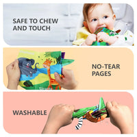 HKM-407251 Soft Cloth Baby Book with Cartoon Animals for Early Learning and Quiet Play, Educational Toy for Ages 4-12