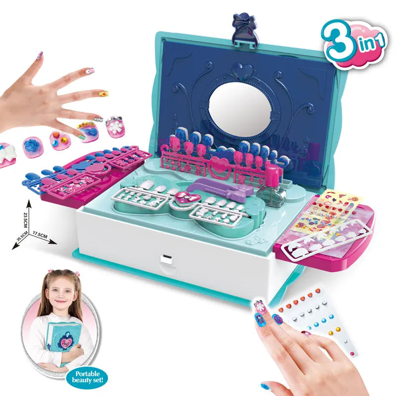 Magic Drawing and Beauty Pretend Play Set for Kids with Nail Polish and Accessories