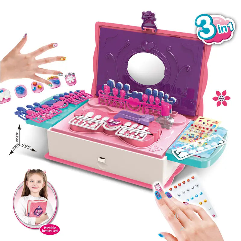 Magic Drawing and Beauty Pretend Play Set for Kids with Nail Polish and Accessories