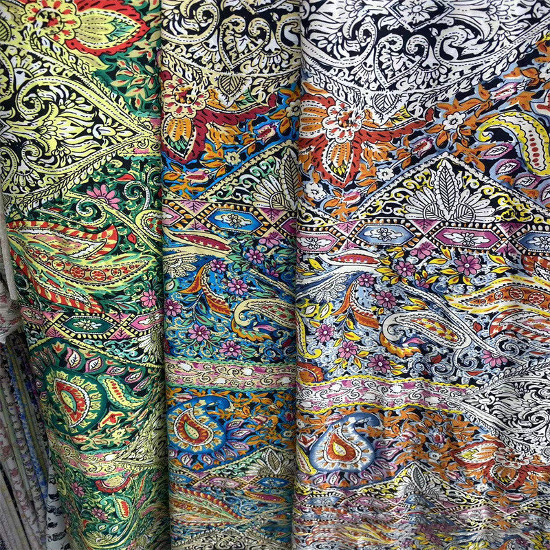 HKM-407507 Antique Style 100D Elastic Printed Women's Woven Dress Fabric - 100% Polyester