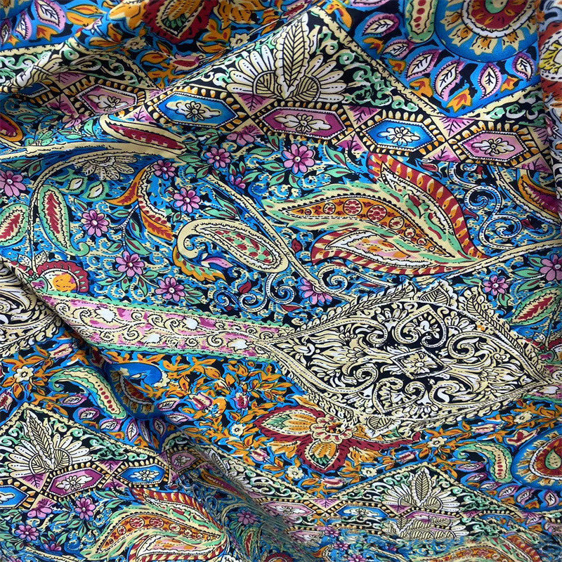 HKM-407507 Antique Style 100D Elastic Printed Women's Woven Dress Fabric - 100% Polyester