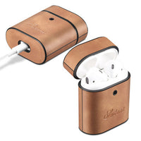 HKM-407571 Leather Earphone Cover for Apple AirPods & Huawei Freebuds - Clamshell Design, Multiple Colors
