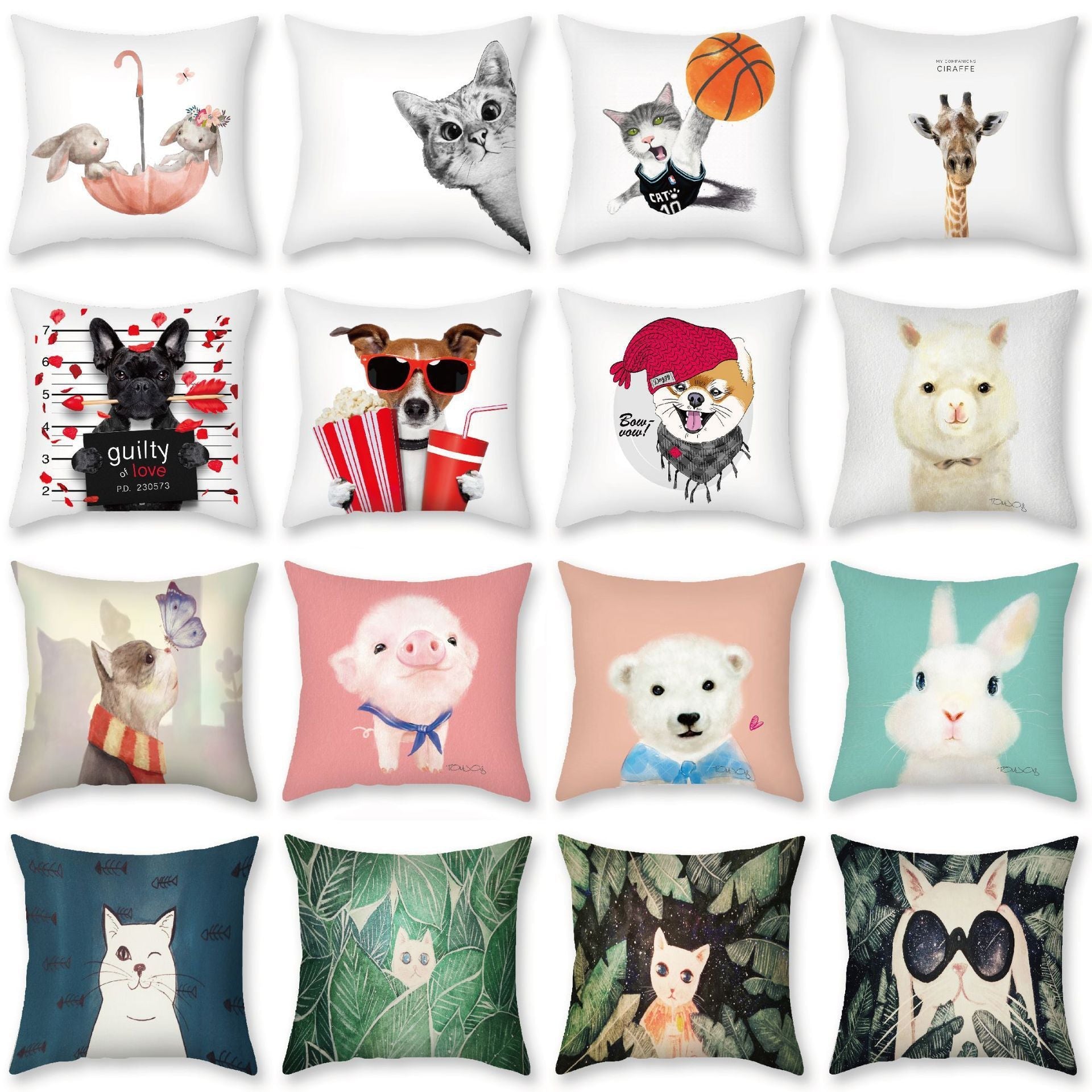 HKM-407635 Cute Penguin Modern Minimalist Cushion Cover for Living Room and Pets - 45x45cm