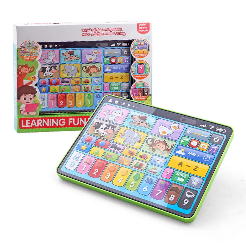 Educational Learning Tablet for Kids - Supports English, Spanish, and French - Cartoon Design, No Battery Required
