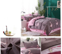 HKM-407827 Flamingo Floral Four-Piece Quilt Set in Pink - Available in Multiple Bed Sizes
