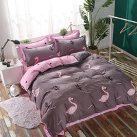HKM-407827 Flamingo Floral Four-Piece Quilt Set in Pink - Available in Multiple Bed Sizes