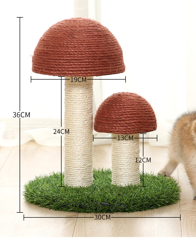 HKM-407827 Natural Linen Mushroom Scratching Post for Cats - 35x35x42 cm, Multiple Styles Available