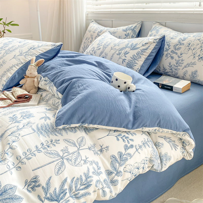 HKM-407827 Washed Cotton Quilt Cover Set - Soft and Durable Bedding in Multiple Sizes