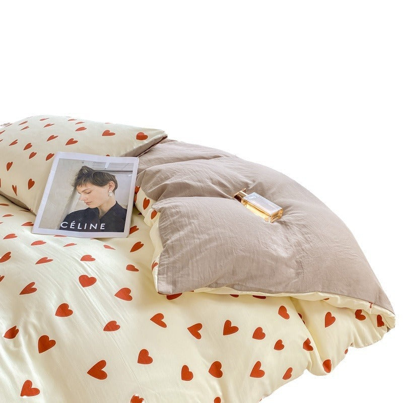 HKM-407827 Washed Cotton Quilt Cover Set - Soft and Durable Bedding in Multiple Sizes