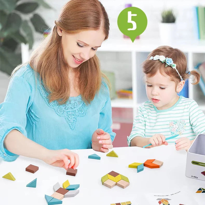 Wooden 3D Jigsaw Puzzle Building Blocks Set for Kids – Educational Toy for Hand-Eye Coordination and Cognitive Skills