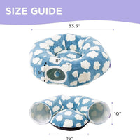 HKM-407955 Foldable Light Cloud Donut Cat Tunnel Nest - Cozy Cloth Bed for Cats, 80x26x20cm, Blue