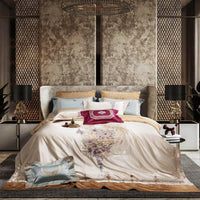 HKM-408147 Silk Cotton Embroidered Four-Piece Bedding Set for Standard and Plus Size Beds