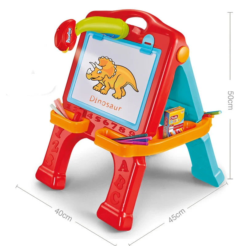 HKM-408403 3-in-1 Projector Painting Board Set for Kids - Erasable Black Board and White Board Drawing Tool