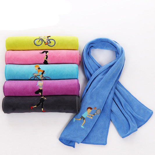 HKM-408403 Embroidered Microfiber Sports Towel - Quick-Dry, Lightweight and Highly Absorbent, 30x100 cm