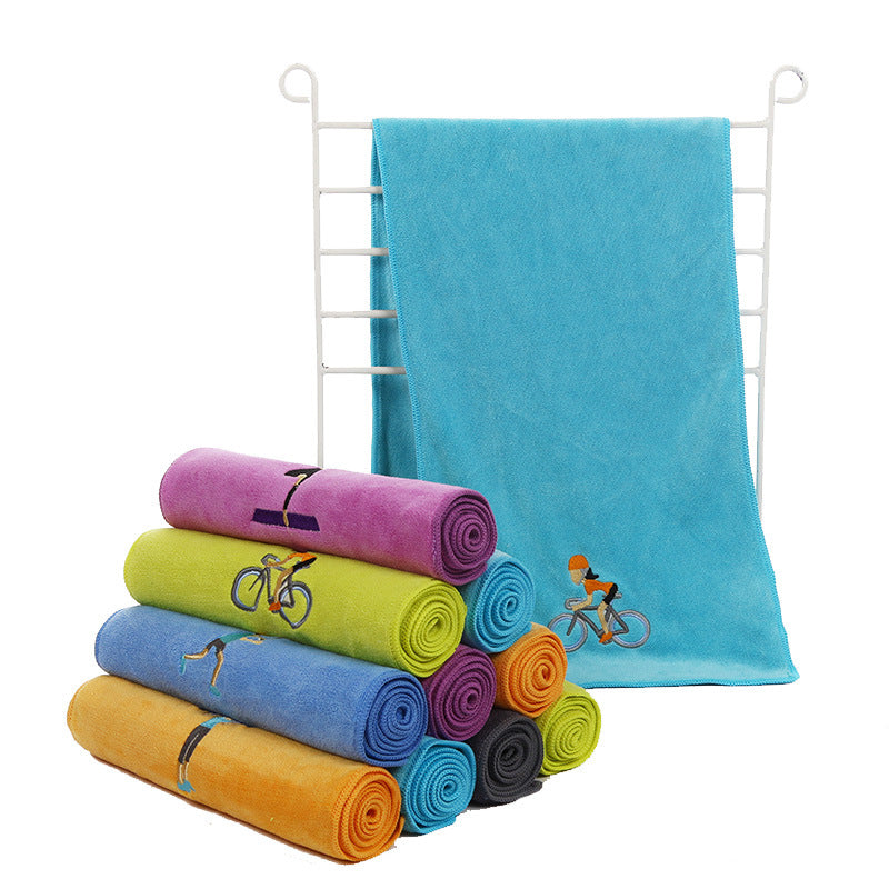 HKM-408403 Embroidered Microfiber Sports Towel - Quick-Dry, Lightweight and Highly Absorbent, 30x100 cm