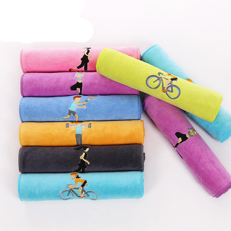HKM-408403 Embroidered Microfiber Sports Towel - Quick-Dry, Lightweight and Highly Absorbent, 30x100 cm