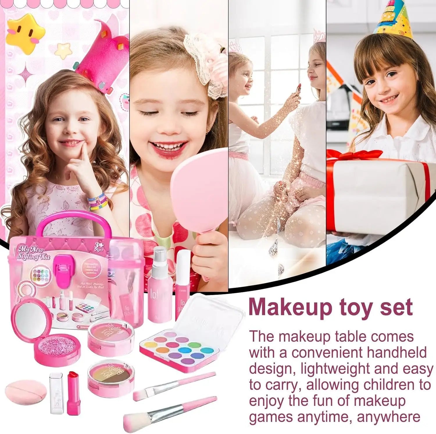 HKM-408467 Kids Washable Makeup Set - Eco-Friendly Cosmetic Toy for Ages 2-9, Colorful Mini Makeup Kit