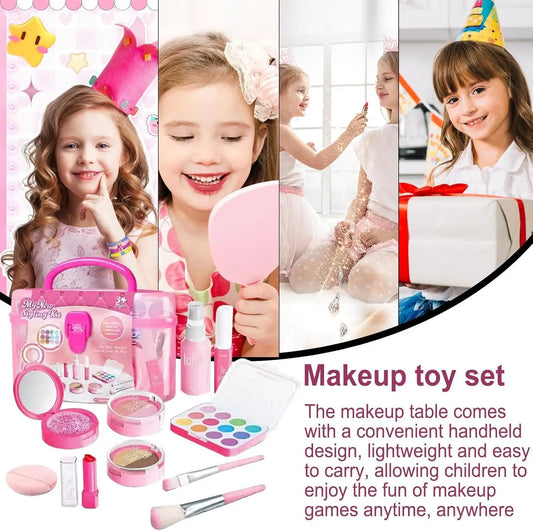 HKM-408467 Kids Washable Makeup Set - Eco-Friendly Cosmetic Toy for Ages 2-9, Colorful Mini Makeup Kit