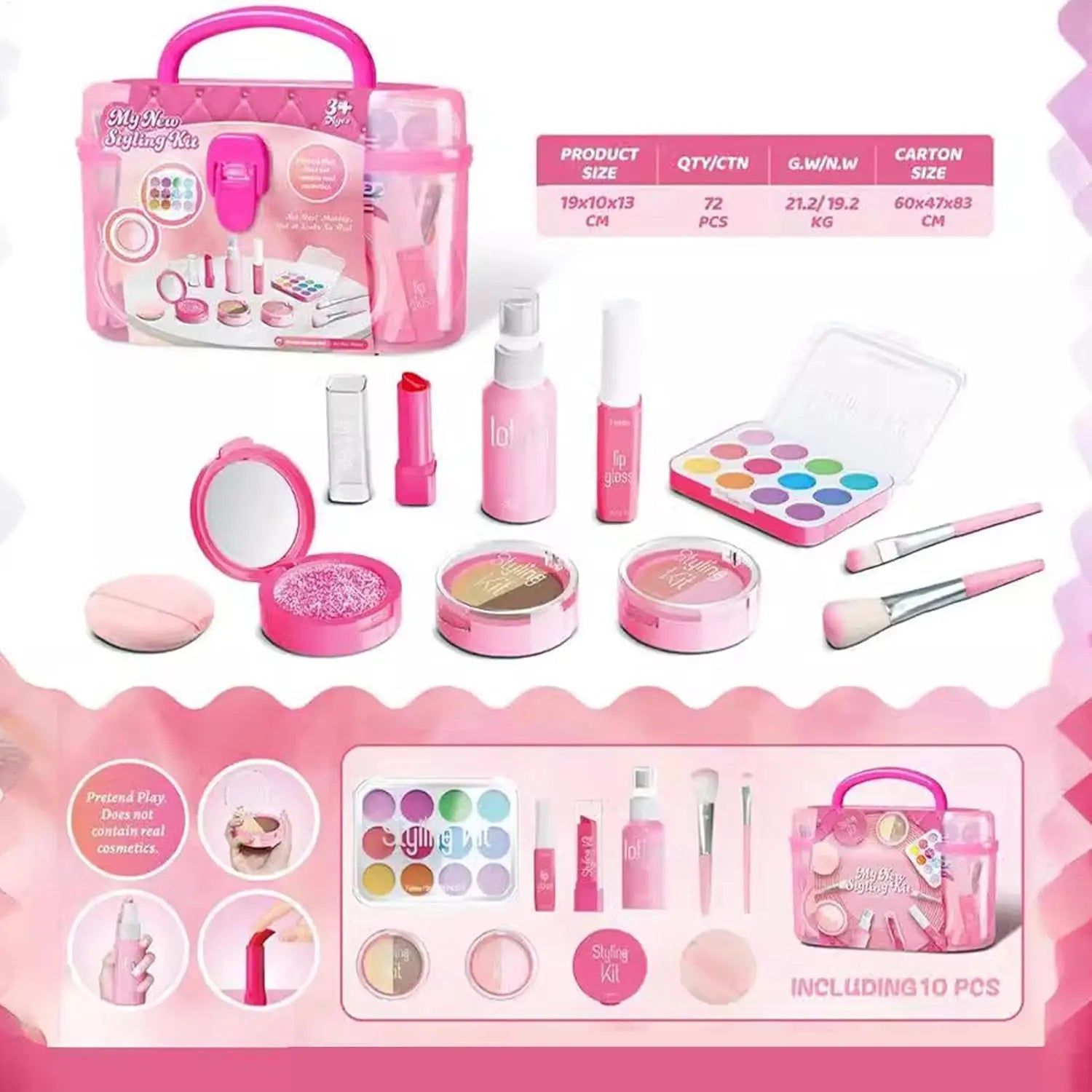 HKM-408467 Kids Washable Makeup Set - Eco-Friendly Cosmetic Toy for Ages 2-9, Colorful Mini Makeup Kit