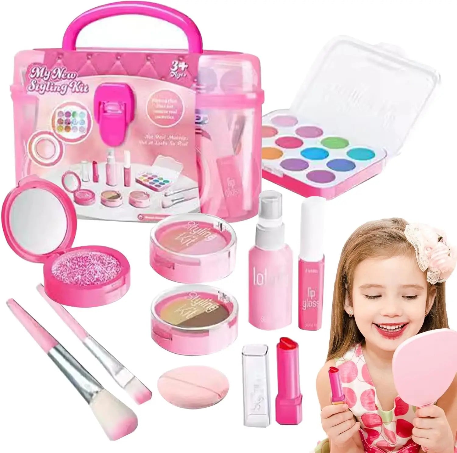 HKM-408467 Kids Washable Makeup Set - Eco-Friendly Cosmetic Toy for Ages 2-9, Colorful Mini Makeup Kit