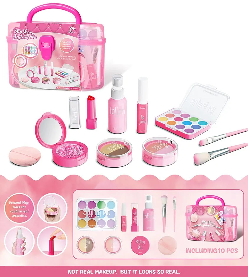 HKM-408467 Kids Washable Makeup Set - Eco-Friendly Cosmetic Toy for Ages 2-9, Colorful Mini Makeup Kit