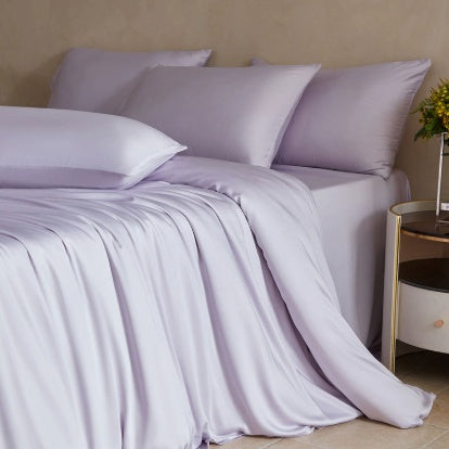 HKM-408659 Bamboo Fiber Solid Color Bed Sheet and Quilt Cover Set in Multiple Sizes